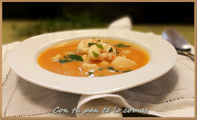 SOPA DE PESCADO  Y MARISCO