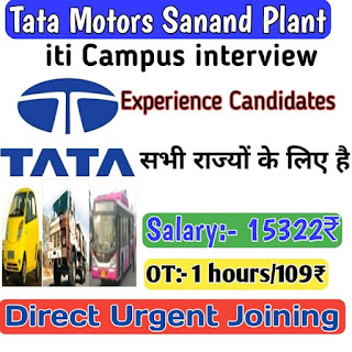 Tata Motors Sanand Plant Direct Urgent Requirement For ITI Candidates