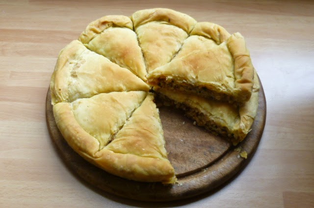 torta salata di cefalonia con baccalà e riso