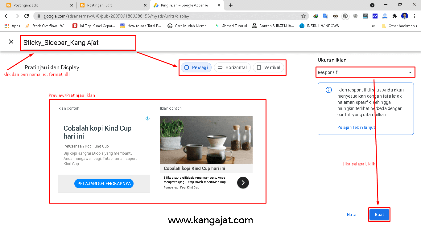 Mudah! Cara Memasang Iklan AdSense di Blog Sendiri Kang Ajat