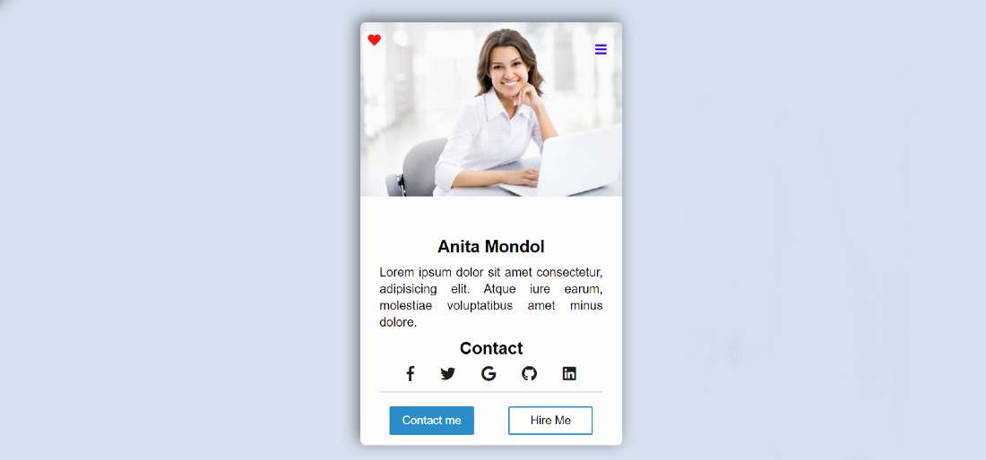 Responsive Profile Card UI Design using HTML and CSS