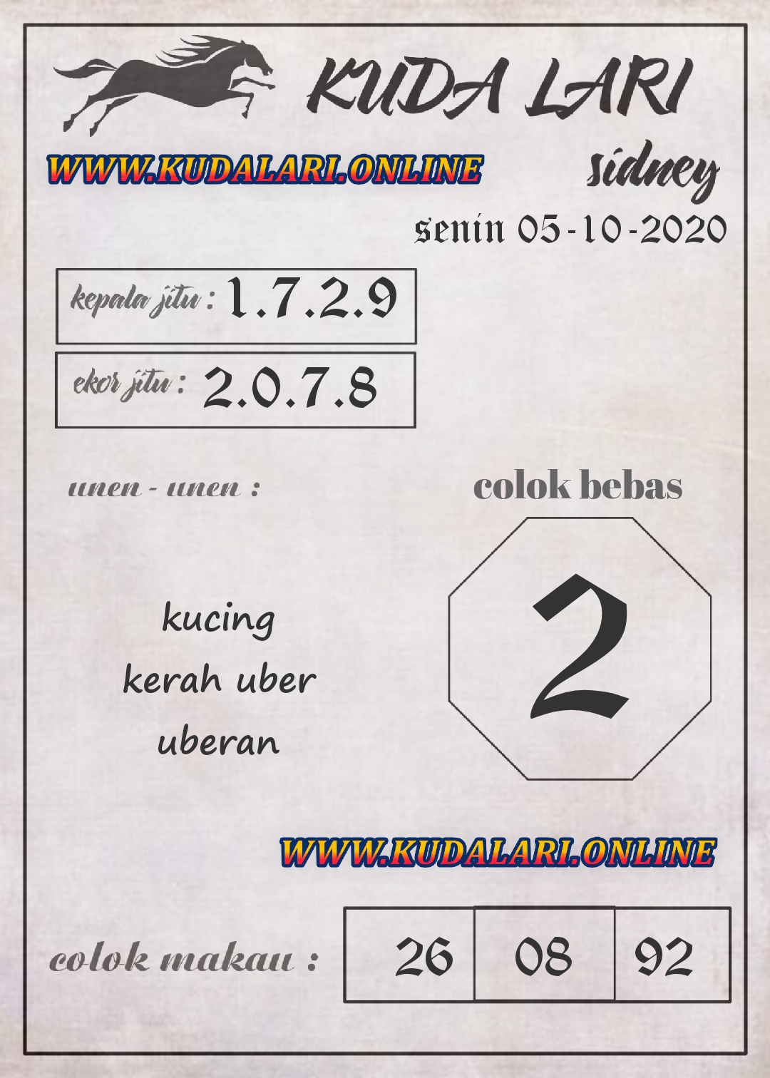 Nagasaon Senin Syair Sidney 05102020 Nagasaon HK