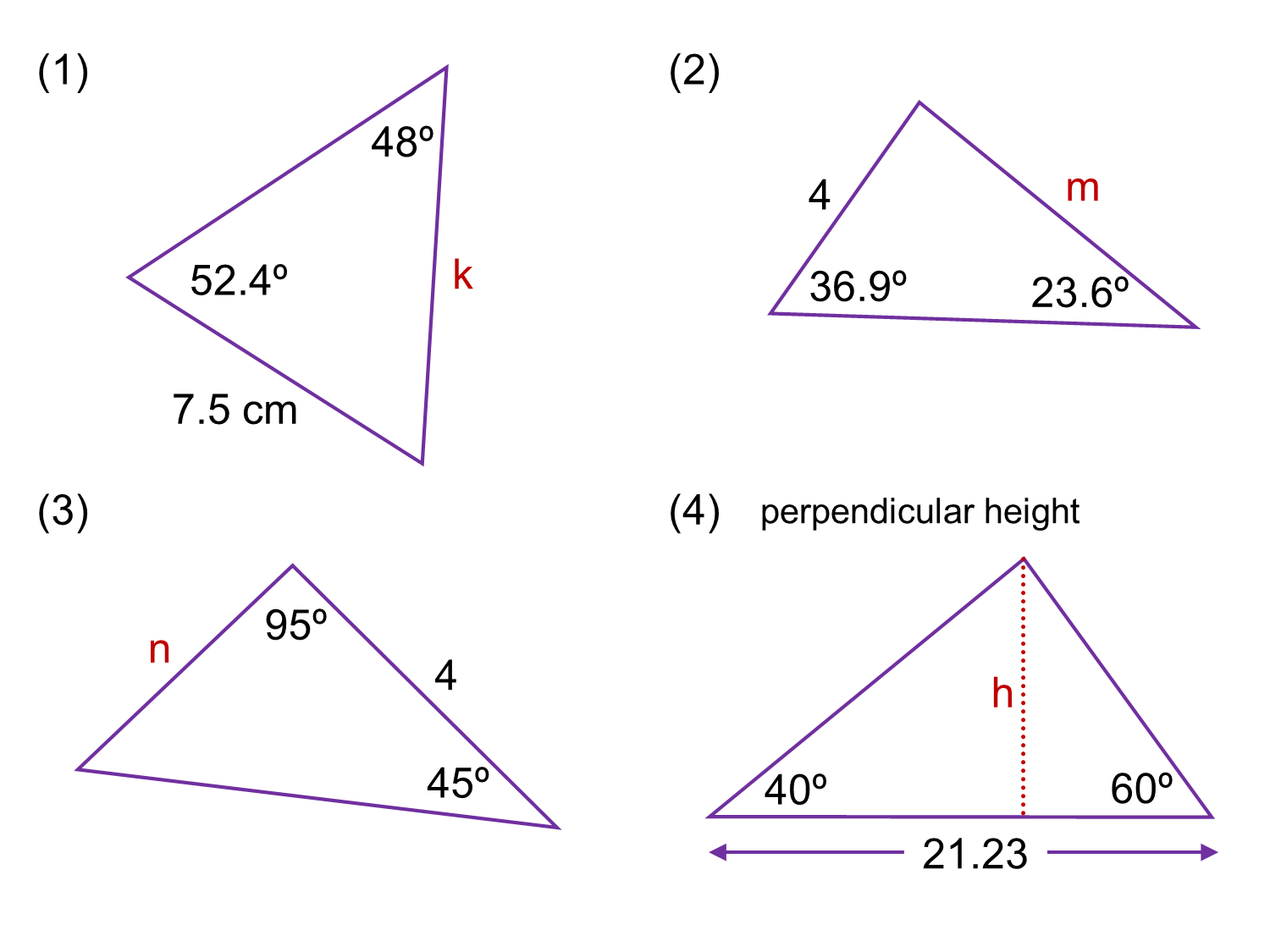Sines ambiguous cosines ssa ambigious MEDIAN Don Steward mathematics teaching: sine rule