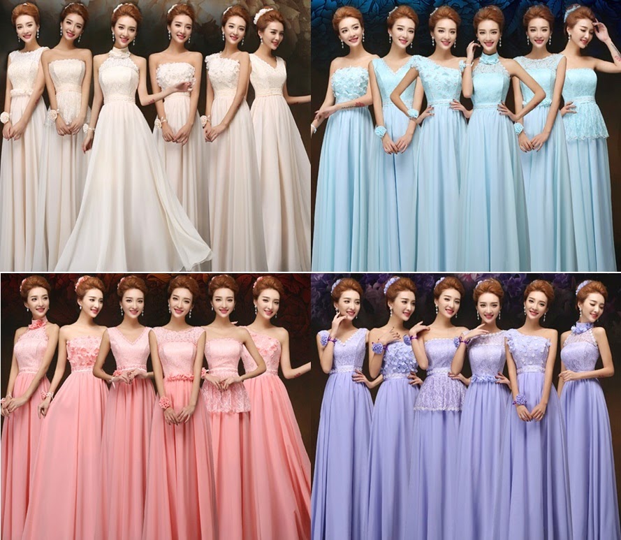 Four-Color Serenity Bridesmaids Maxi Dress