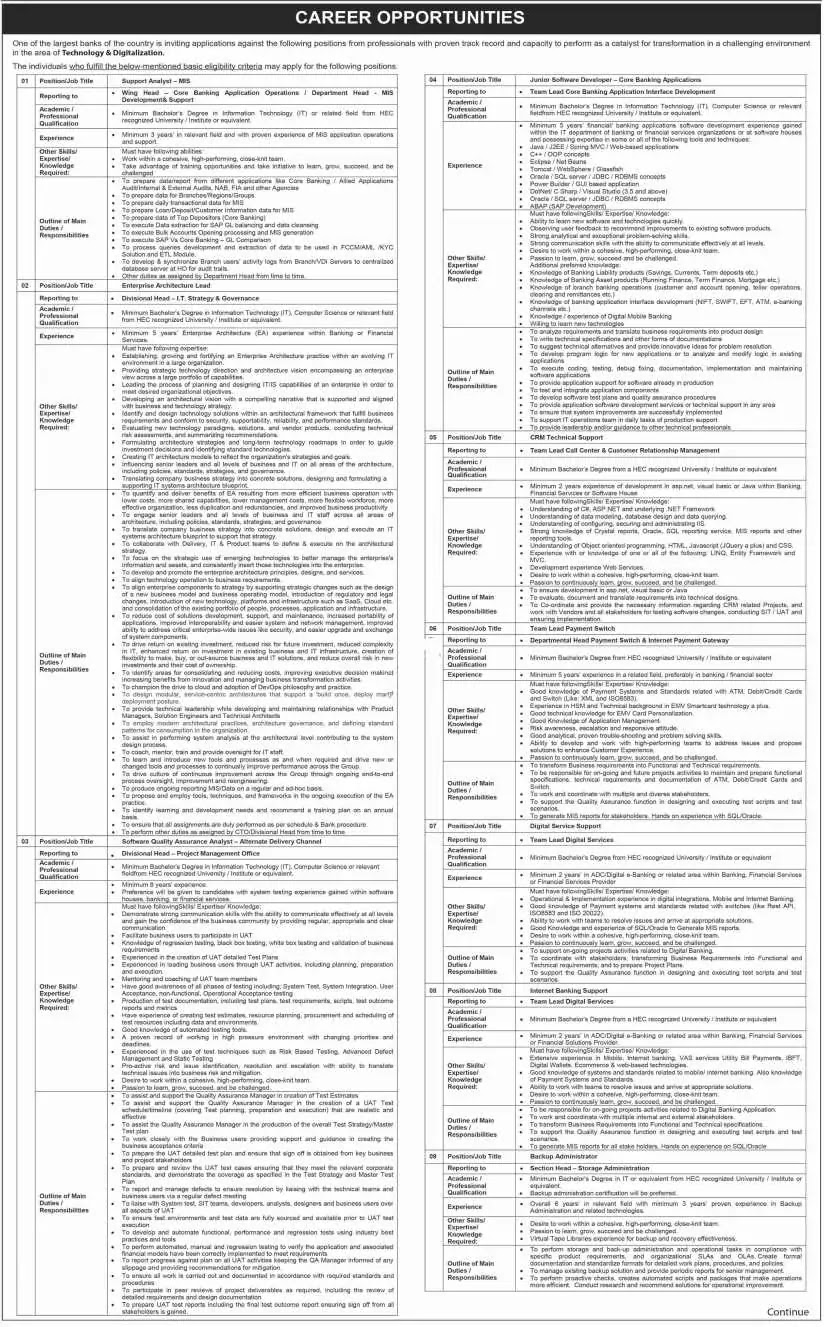 NATIONAL BANK OF PAKISTAN NBP KARACHI JOBS 2020