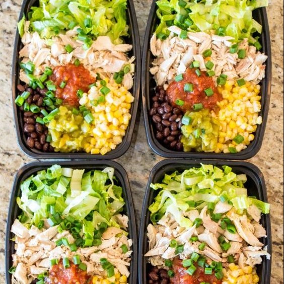 No-Cook Meal Prep Burrito Bowls #lunch #mealprep