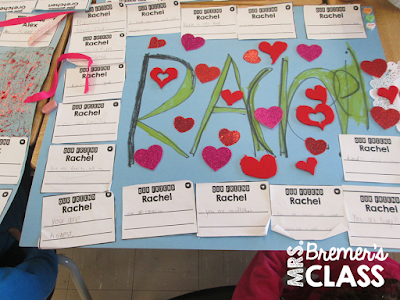 Valentine's Day Kindness Project where students compliment their peers and make posters about their classmates. A very special community building class activity!