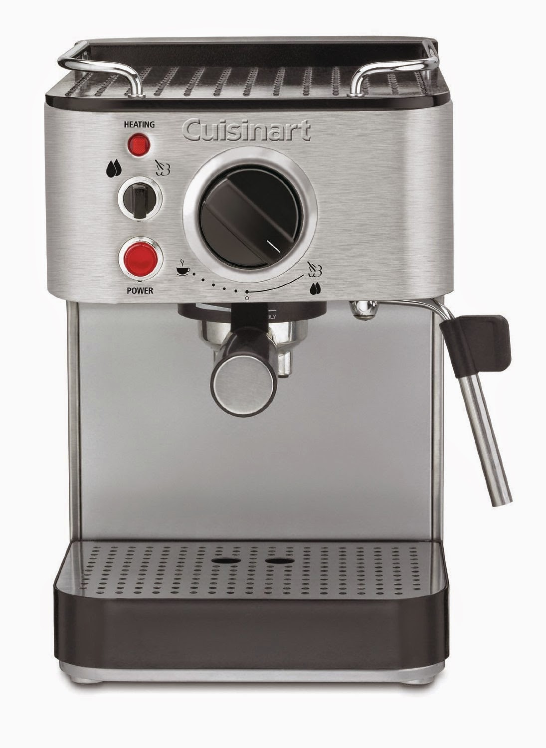 Cuisinart EM-100 1000-Watt 15-Bar Espresso Maker, 53 ounce removable water reservoir, brew 1 or 2 cups at a time from ground espresso or pods, top warming plate