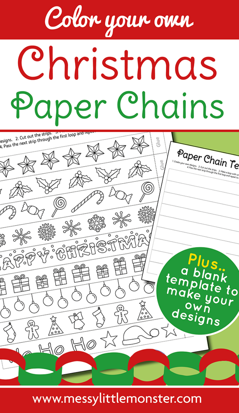 Printable Christmas Paper Chain Template Messy Little Monster Printable Christmas Paper Chain Template Messy Little Monster