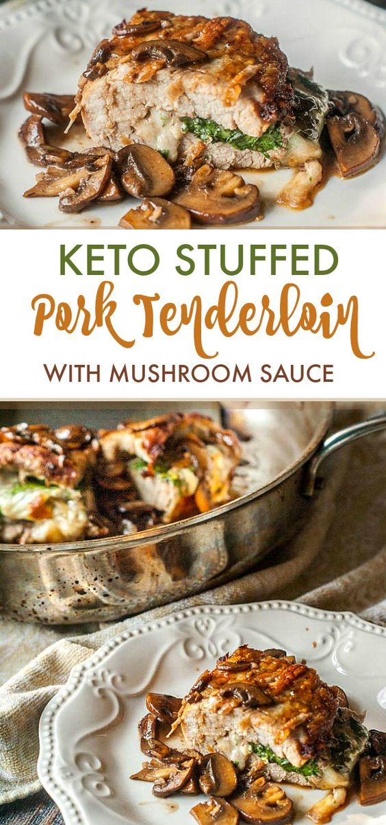 Keto Stuffed Pork Tenderloin with Mushroom Sauce Barbara Cooking