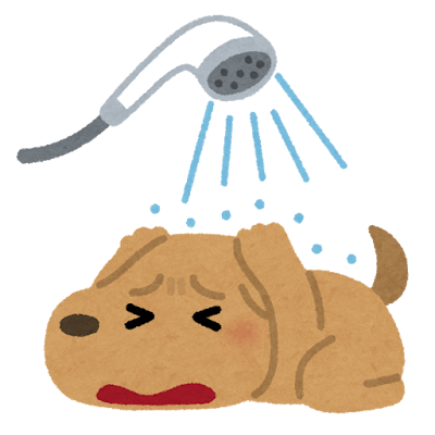 お風呂を嫌がる犬のイラスト
