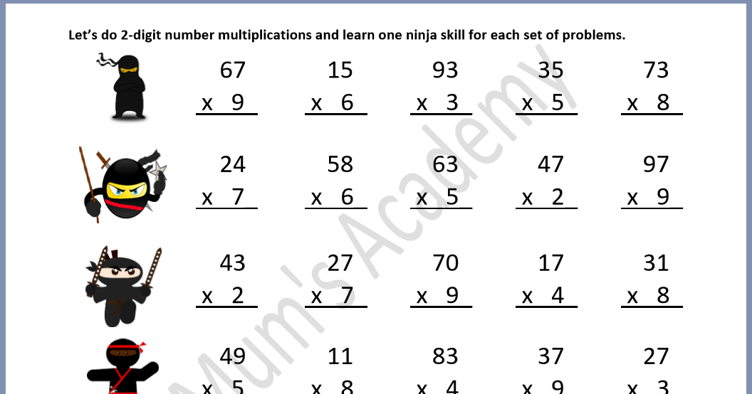 Grade 3 - Worksheet - Ninja Math - Mum's Academy