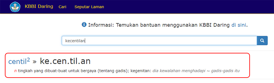 Meaning Of Kecentilan In Bahasa Indonesia