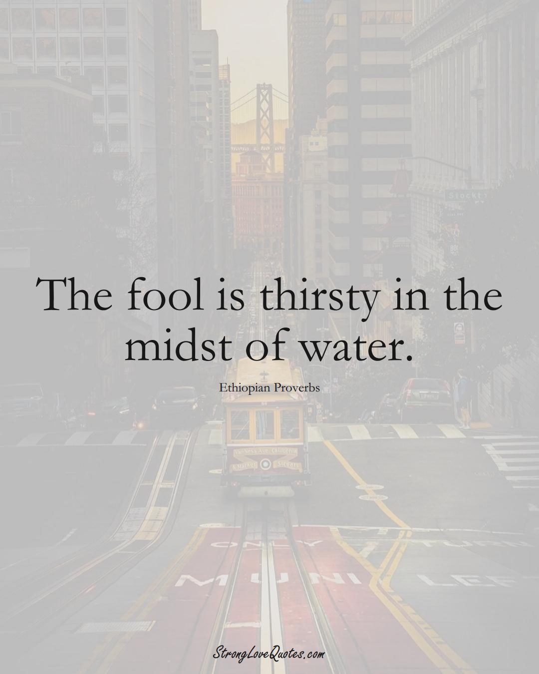 The fool is thirsty in the midst of water. (Ethiopian Sayings);  #AfricanSayings