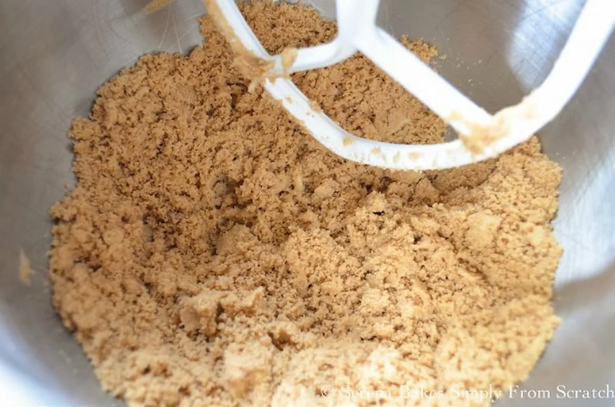 Brown Sugar Cinnamon Crumb for Apple Coffee Cake in a mixing bowl.