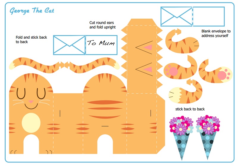 Квадратный котик из бумаги схема