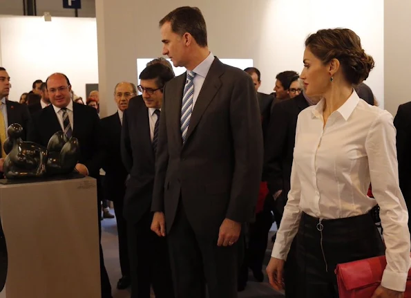 King Felipe VI and his wife Queen Letizia of Spain attend the official opening of the ARCO International Contemporary Art Fair at the Ifema exhibition site in Madrid
