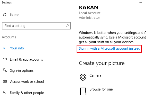 Accedi con l'account Microsoft