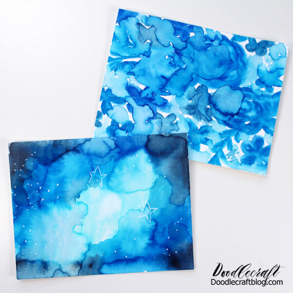 Turn the painted watercolor galaxy into a greeting card