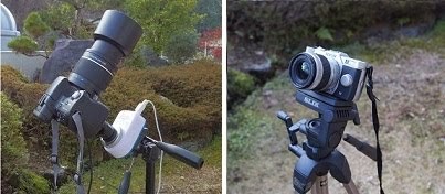SIGHTRON　nano.tracker （ナノ・トラッカー）に載せたソニーSLT-S55VL一眼レフカメラとペンタックス Q10一眼レフカメラ