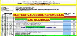 RAB Penyelenggaraan Festival/Lomba Kepemudaan dan Olahraga Tingkat Desa ...