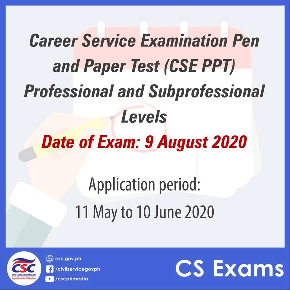 2020 Career Service Examination (CSE) Pen and Paper Test 2020 Career Service Examination (CSE) Pen and Paper Test