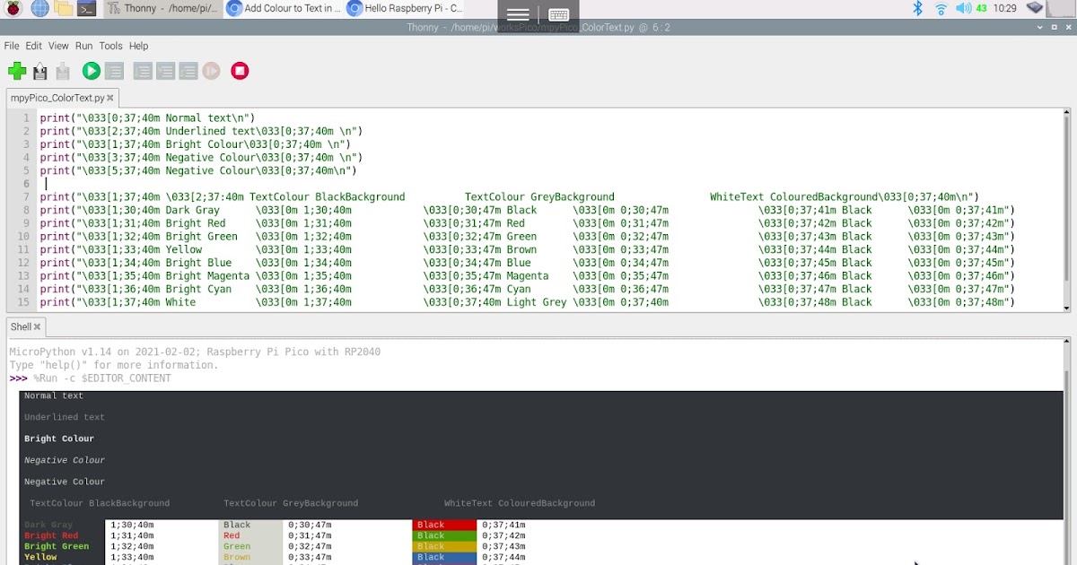 Hello Raspberry Pi: Python tips: print() text in color