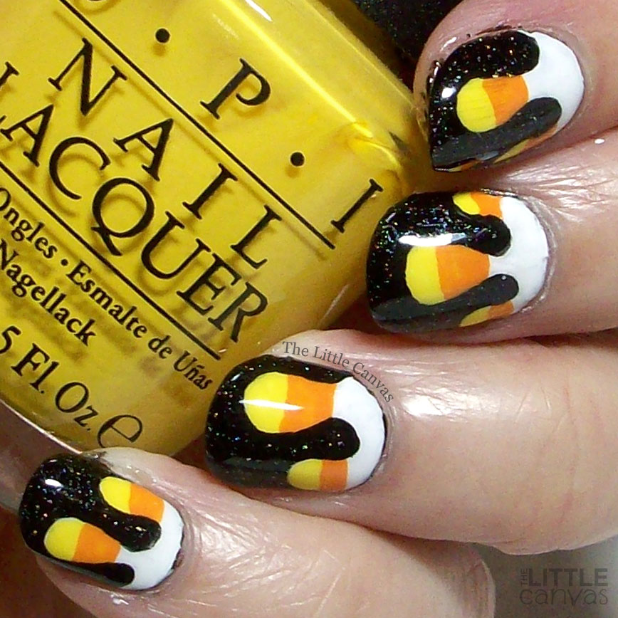 The One With the Candy Corn Drip Nail Art - The Little Canvas