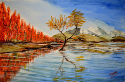 reflection nature water watercolor painting into paintings painted surface trees scenic pradeep di