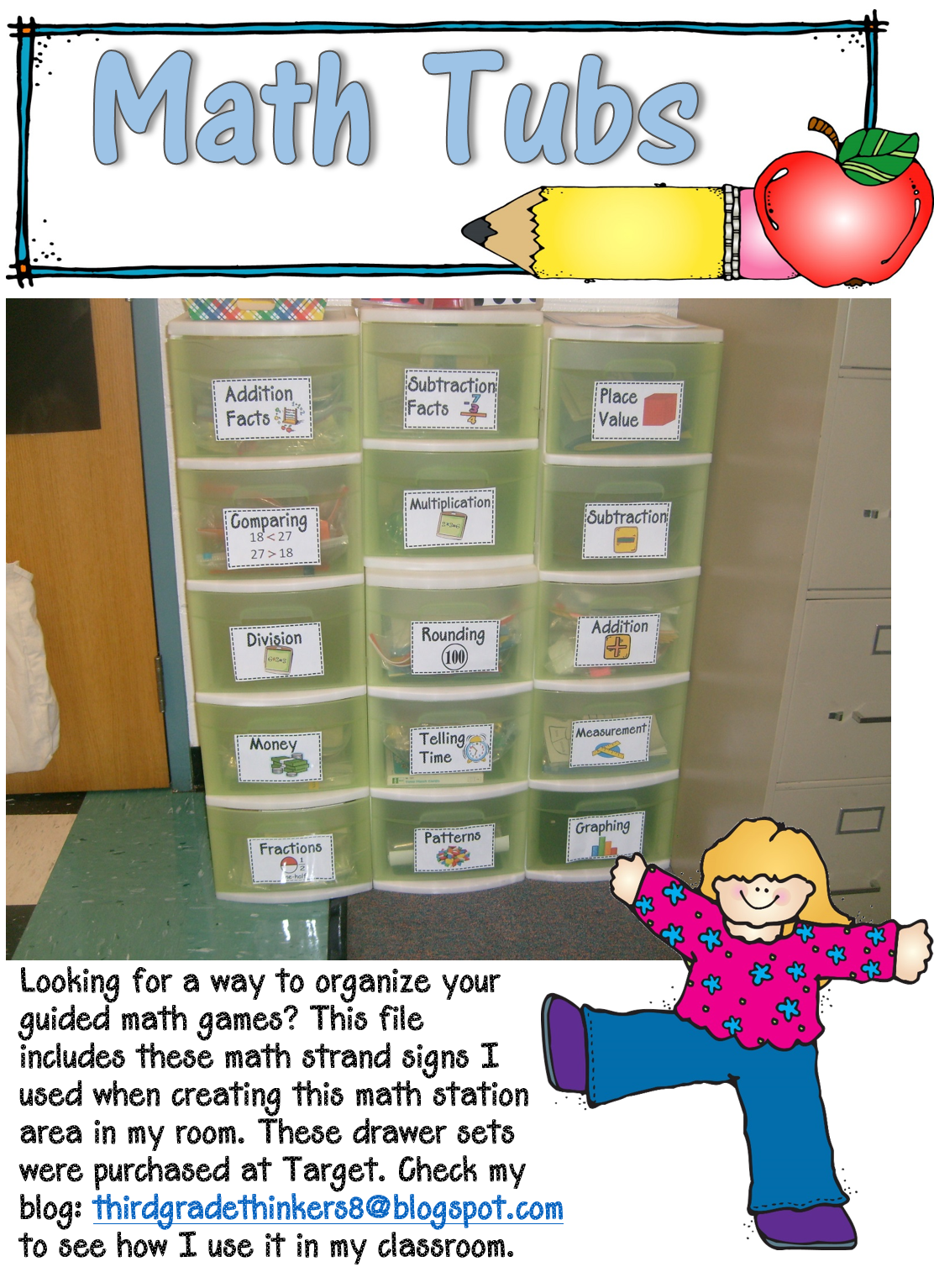 Live and Learn Organizing Math Materials Math Tub Signs