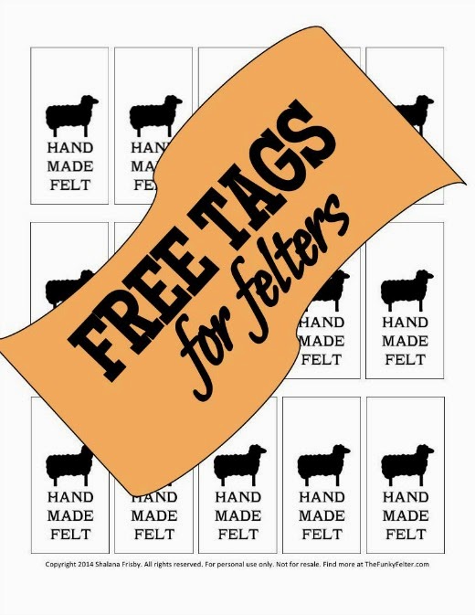 free hand made felt tags for felters and feltmakers by the funky felter