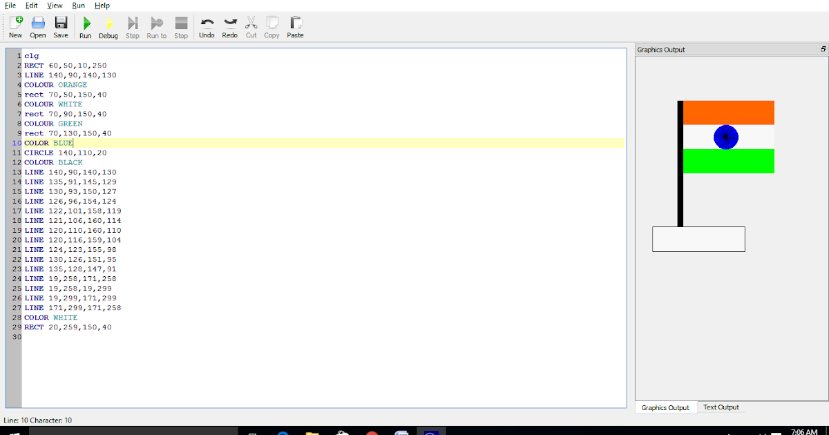 BASIC256 PROGRAMMING COPY PASTE AND RUN INDIAN FLAG.............