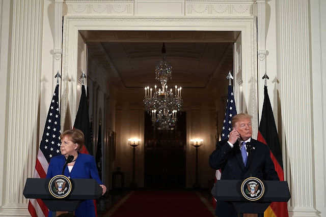 Ms. Merkel with President Donald Trump at the White House in 2018