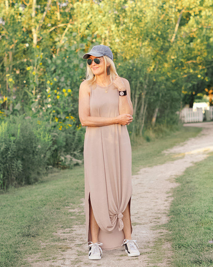 knotted maxi dress outfit