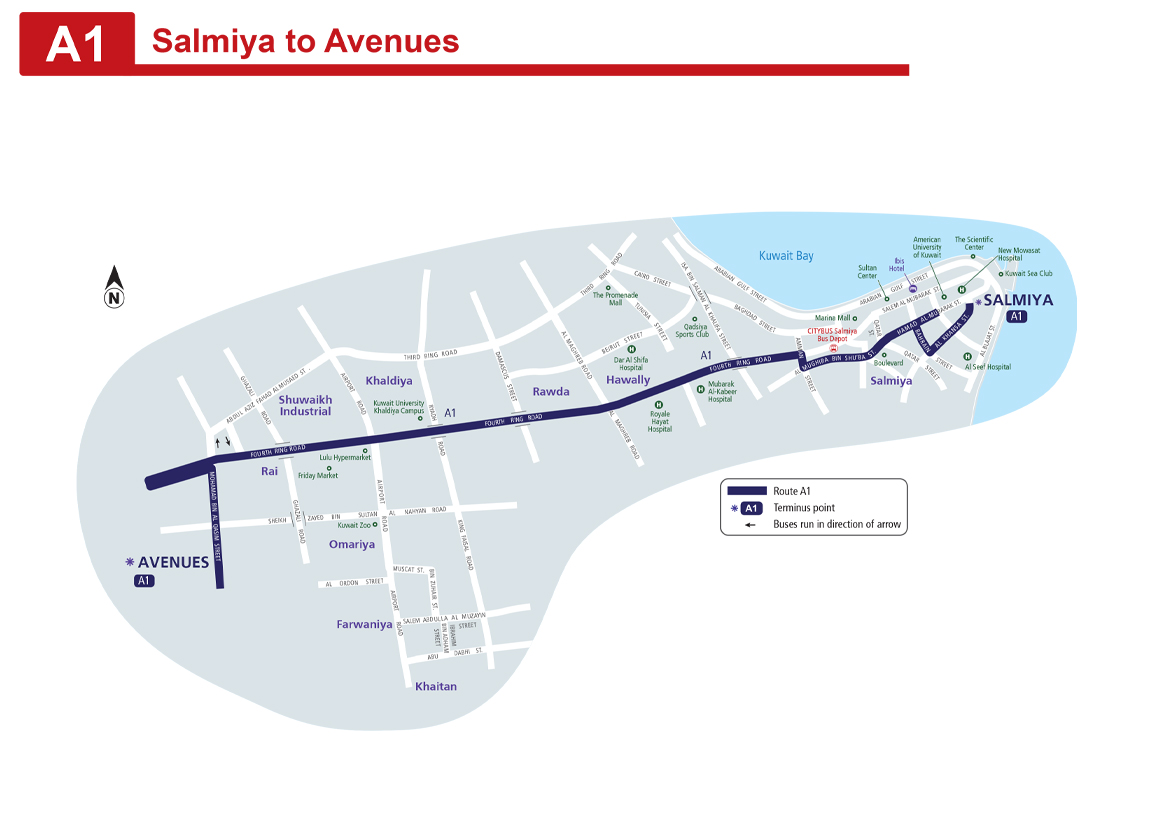 A1 Kuwait Bus Route A1 Salmiya to Avenues KuwaitBus