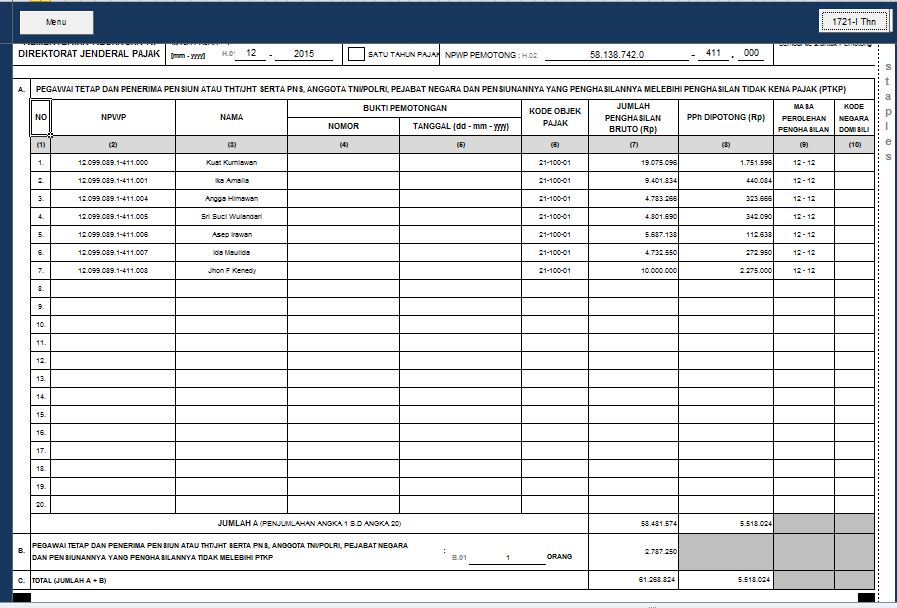 Copyright form pajak 1721 excel free
