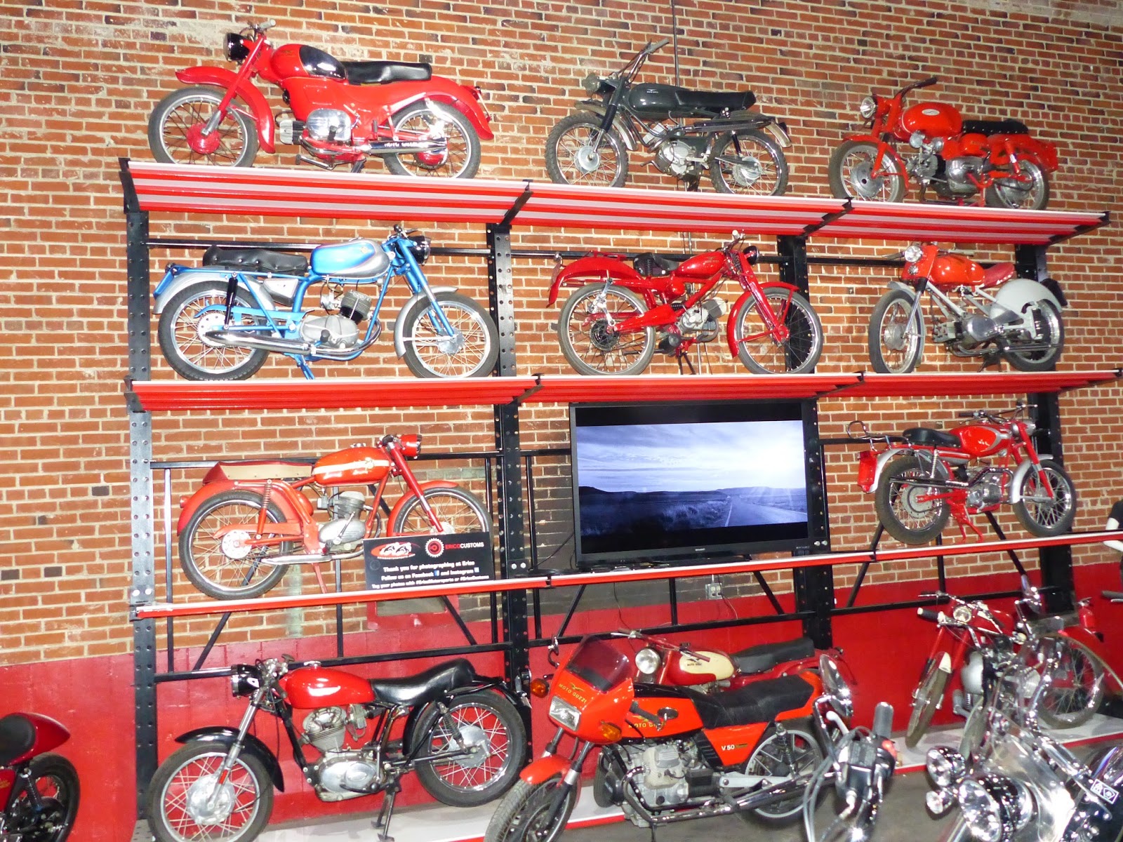 OldMotoDude Wall of Italian Motorcycles at Erico Motorsports Denver