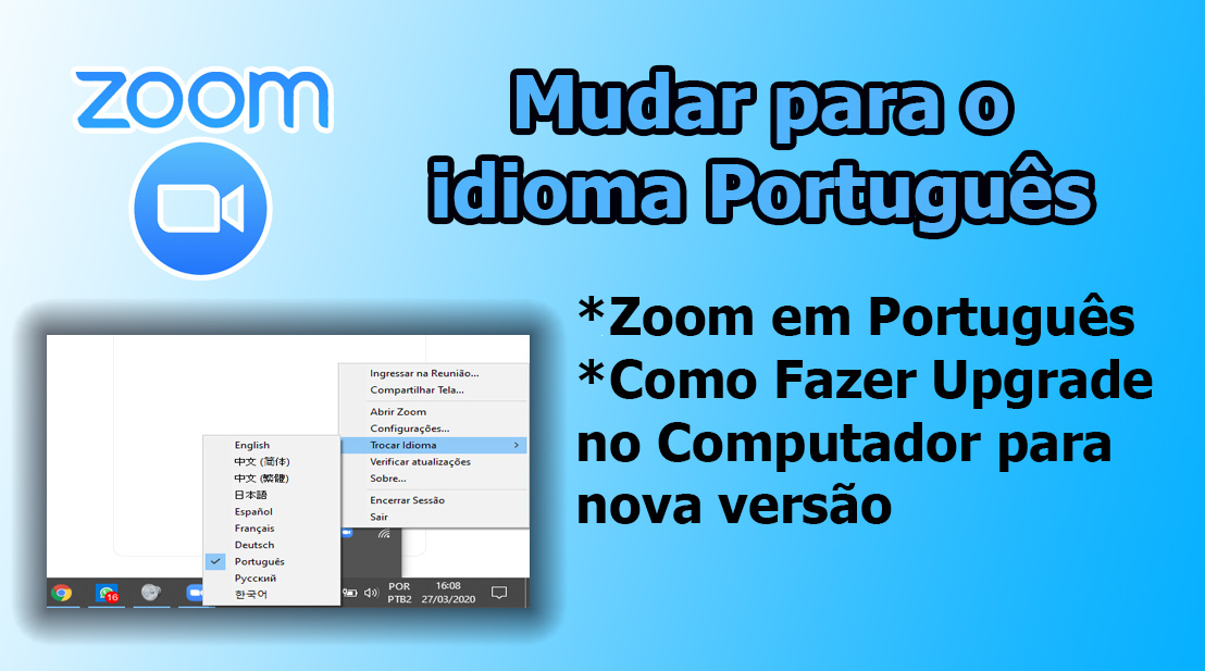 COMO MUDAR O ZOOM PARA PORTUGUÊS