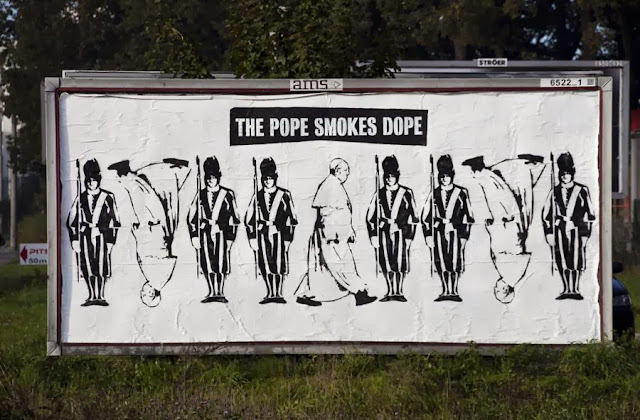 "The Pope Smokes Dope" Street Art By Peter Fuss In Gdynia, Poland. 2