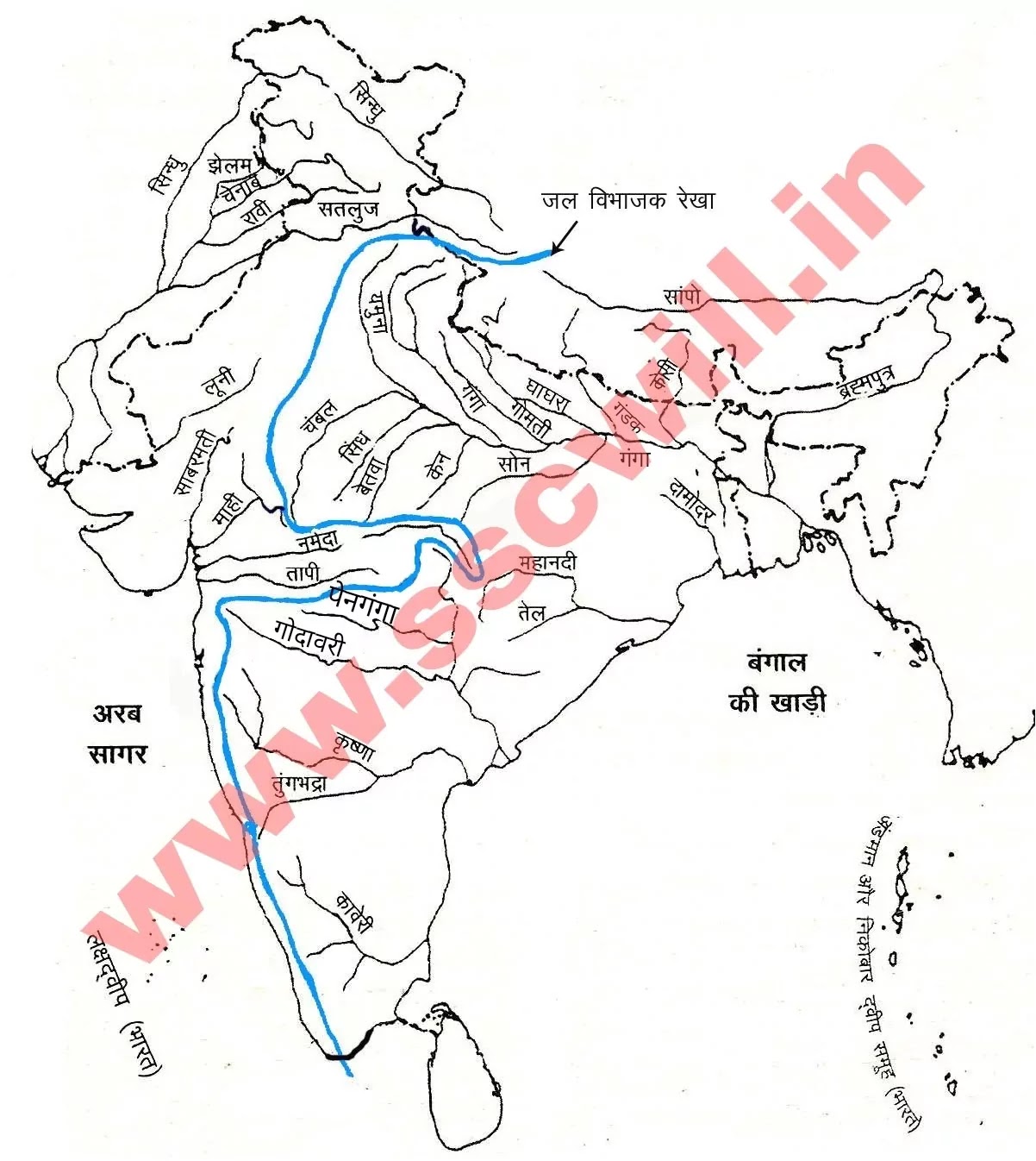 India Map in Hindi, Bharat ka Naksha, Manchitra