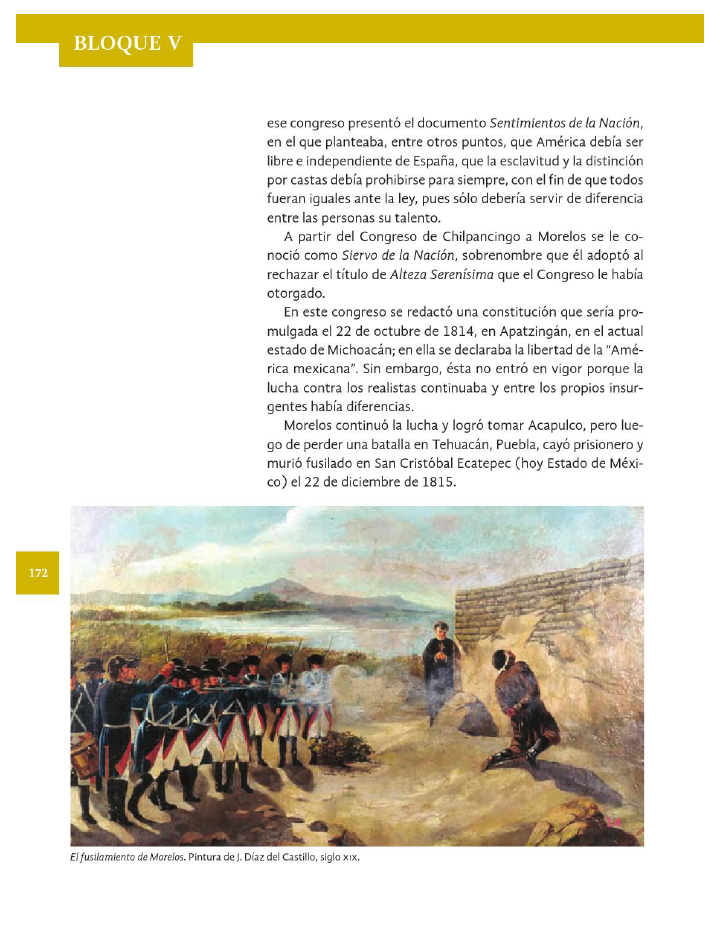 El pensamiento social y político de Morelos - Historia 4to Bloque 5 2014-2015  