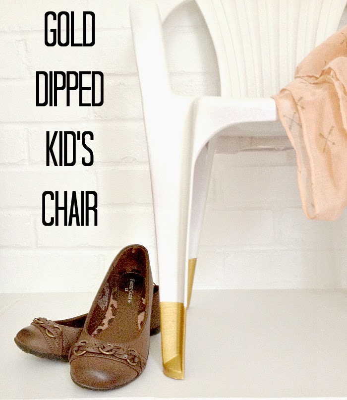 Leigh Anne from Houseologie remade this nearly-free mauve kids chair into this white and gold dipped outdoor chair.