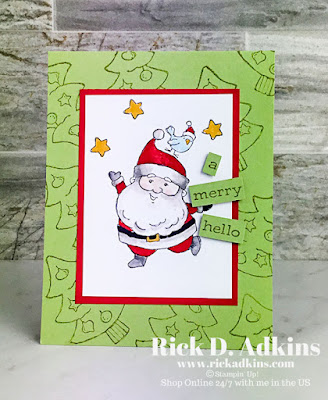 A simple Merry Hello card using the Be Jolly Stamp Set along with some simple Stampin' Blends Coloring for this weeks Simple Sunday