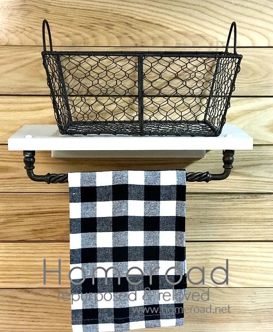 DIY Basket shelf and towel bar