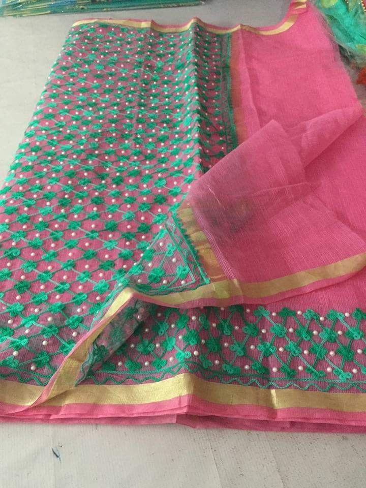 TreegoArt Damen Kota Doria Baumwoll Saree - Navy Blau Mit Blusenteil 5,5 Meter