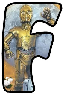 Letras con R2D2 y C3PO de la Guerra de las Galaxias. Star Wars R2D2 and C3PO Letters.