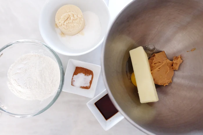 prepping cookie ingredients