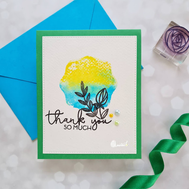 Acrylic block stamping, color solid stamping, Color blocking techniques, Color blocking, Altenew Rennie roses stamp set, quillish