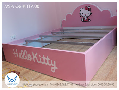 Giường ngủ Hello Kitty ngồi trên đám mây hồng G2-KITTY.08