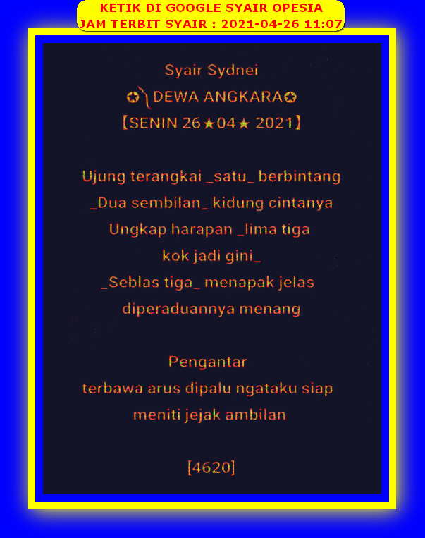 1 New Message Kode Syair Sydney 26 April 2021 Forum Syair Togel Hongkong Singapura Sydney
